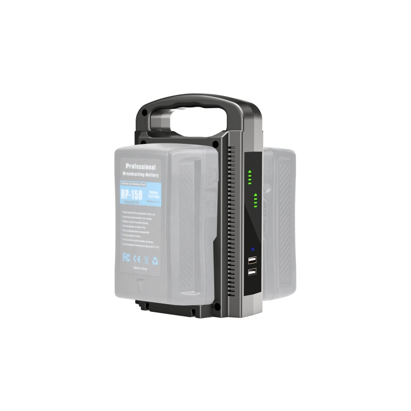 BP-2CH Dual-Slot V-Mount/V-Lock Battery Charger with Dual USB-A Outputs for Professional Camera Broadcast V-Lock Battery