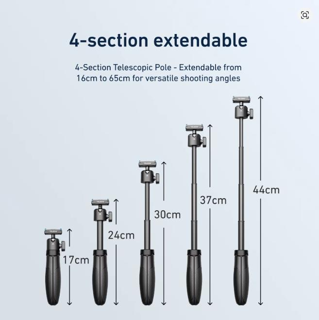 Mini Selfie Stick Tripod Portable Quick Release Aluminum alloy Stand for GoPro DJI Osmo Action Camera Hand Grip